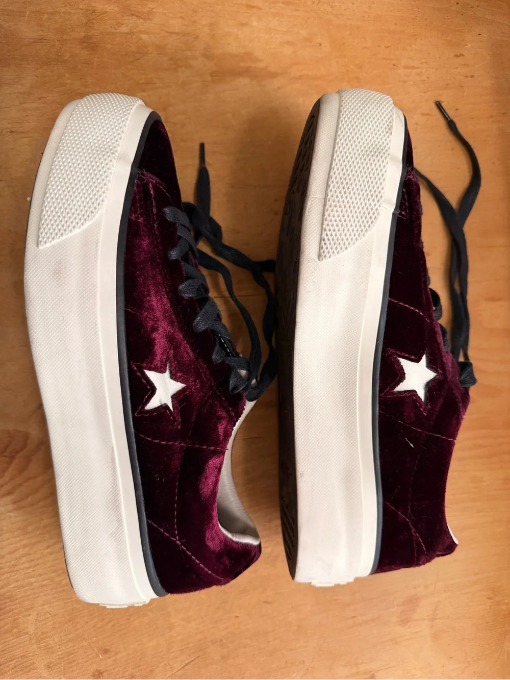 Converse, One Star, Velvet Ox Blood Platform Sneakers, sz 6.5